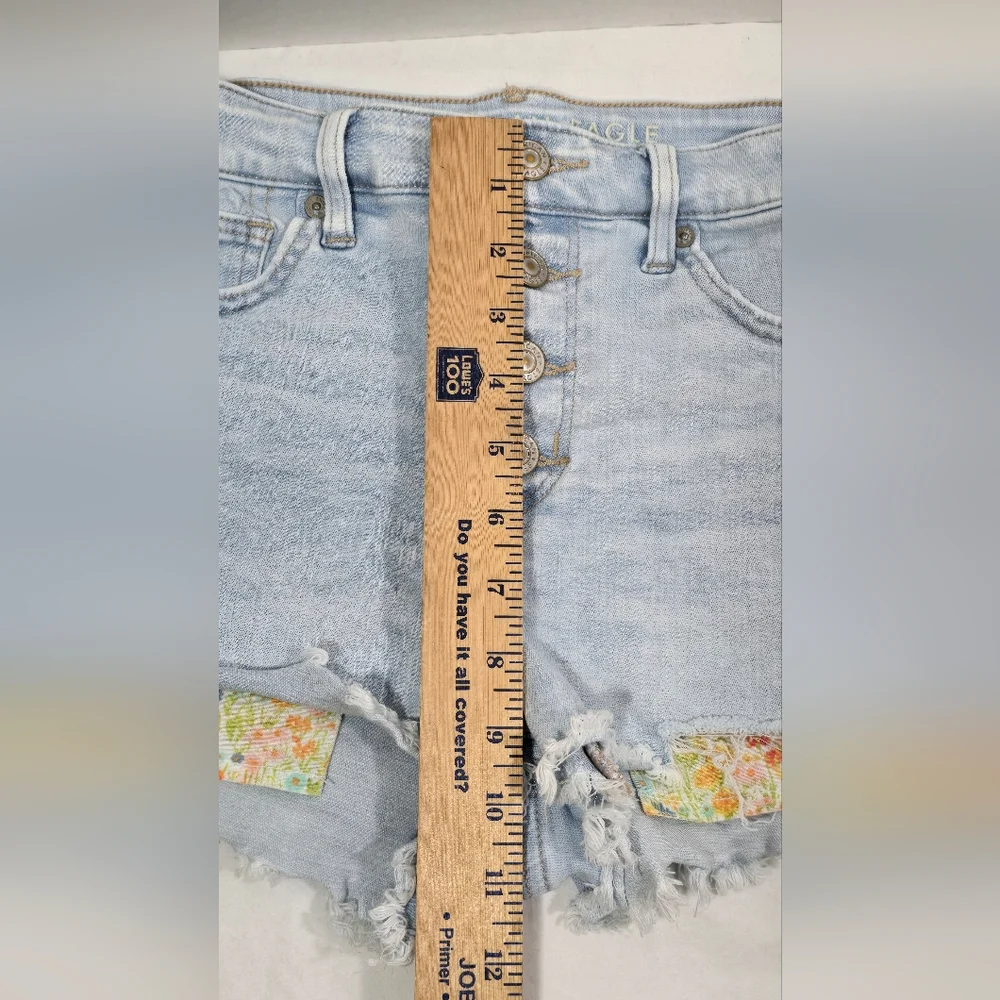 American Eagle Next Level Stretch Hi-Rise Shortie Shorts Distressed Women's 6 - Picture 9 of 12
